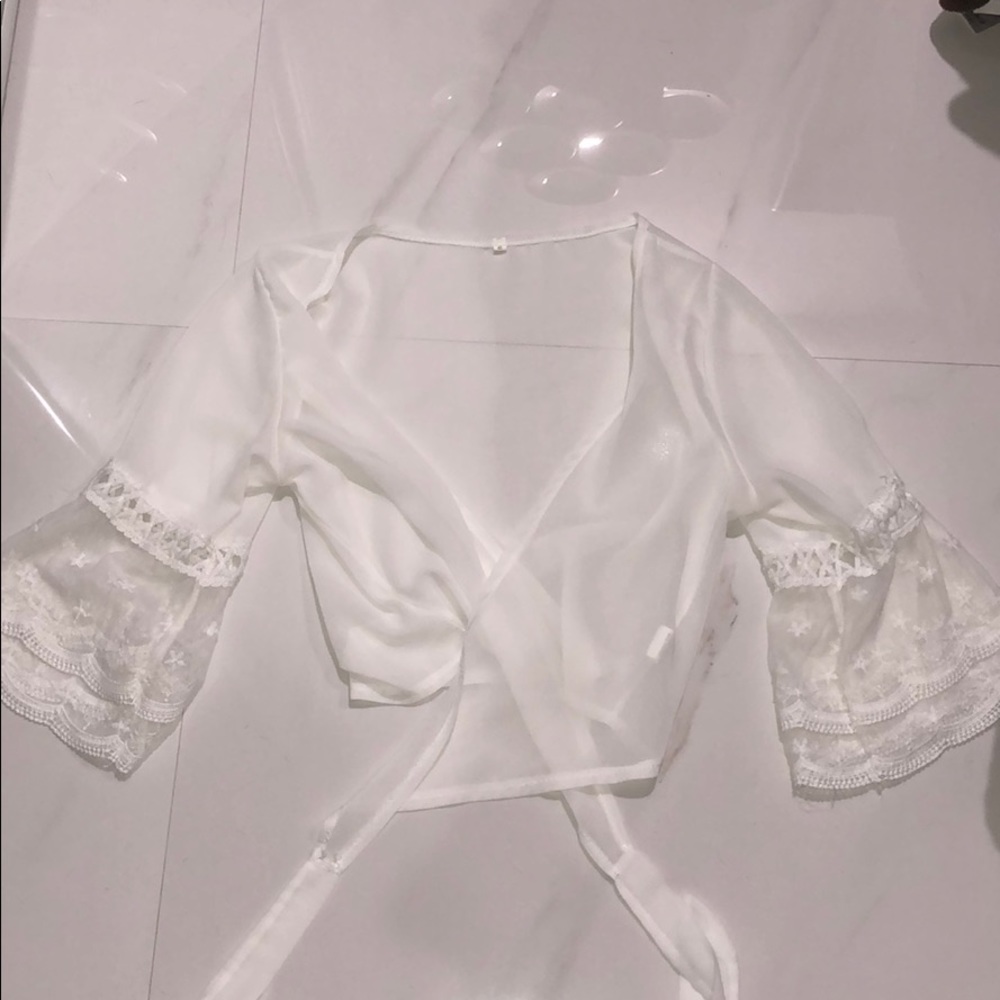 White lace crop top